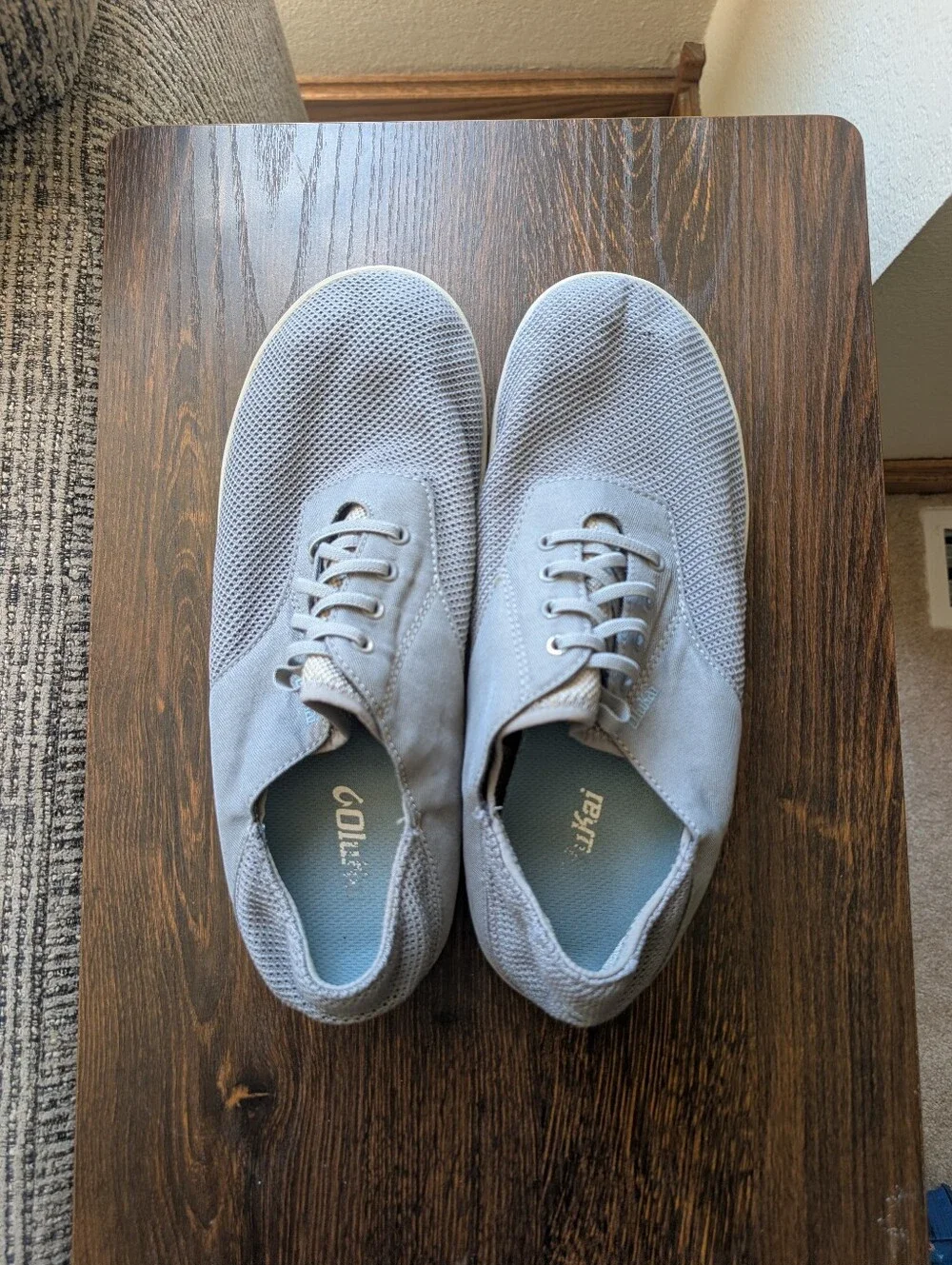 OluKai Nohea Moku Gray Light Blue Casual Slip On Loafer Mesh Shoes
